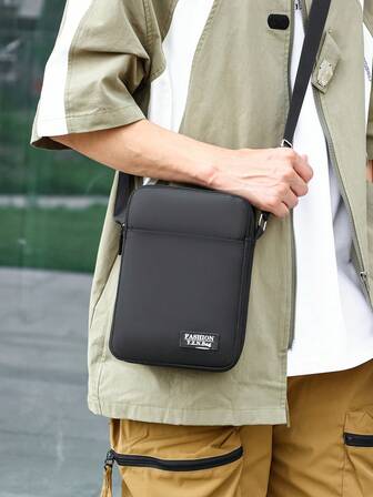Large Capacity Fashion Men's One Shoulder Diagonal Messenger Bag, Multi-Functional Adjustable Strap Zipper Closure, Multi-Compartment Practical Storage Men's Bag Pouch
