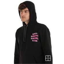 sudadera color negro con frace anti social - Negro - Ver 2