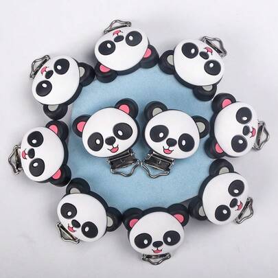 1/4/7/10pcs Cute Panda Silicone Bead Clips, Non-Slip & Durable, For DIY Jewelry Making And Craft Accessories.
