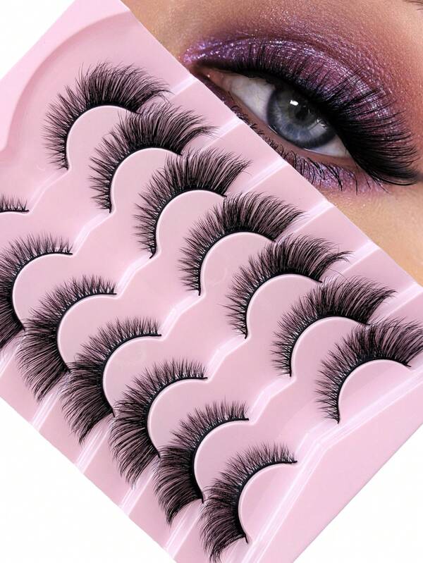 Hinarin 7 Pairs Cat Eye Lashes 17mm Wispy Cat Eye Eyelashes Fox Eye Lashes End Eye Elongated False Eyelashes Faux Mink Lashes Natural Look Fake Eyelashes Dramatic Lash Extension Easy To Wear For Beginner Makeup