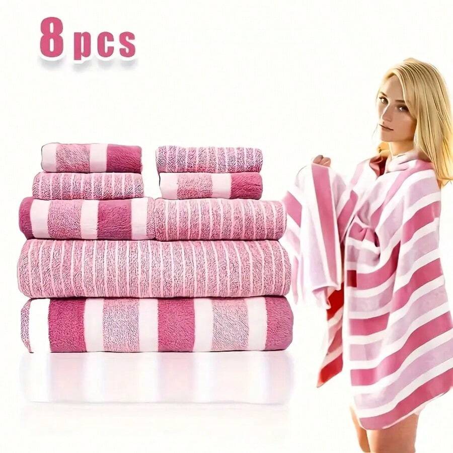 Towel & Bath Towel Sets - Pink - View 1