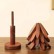 1 Set Of 3/4 Leaf "Insulation Tree", Solid Wood Insulation Pad, Heat-Resistant Table Pad, Solid Wood "Christmas Tree", Pot Mat, Cup Mat, Sand Pot Mat, Tree Shaped Design Household Heat-Resistant Tableware Mat, High-Quality Cup Holder, Modern Simple Plate Mat, Halloween, Christmas Gift, Can Be Used All Year Round - Multicolor - View 9