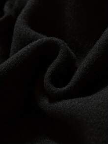 Casual Hoodie With Circular Design, Letter Print And Adjustable Drawstring - Black - View 5