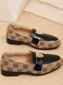 1 Pair 2026 New Spring/Summer Girls Slip-On Casual Shoes, British Style Breathable Flat Loafers - Khaki - View 3