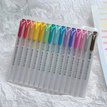 15 Color Fluorescent Pen Set Soft Water Double Headed Mark Pen Marking Note Number Pen Drawing Notebook Diary Student Stationery Office Supplies(Random Style)