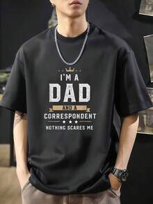 Camiseta divertida para el Día del Padre, estilo casual y a. Camiseta de manga corta de algodón de 220 g, impresión por una cara - Negro - Ver 1