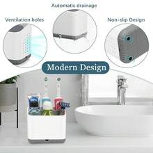Toothbrush Holders For Bathrooms,  Electric Toothbrush And Toothpaste Holder, 4 Slots Tooth Brushing Holder For Bathroom Countertop Organizer And Storage, Bathroom Accessories (Grey){Inchcolor_nameinch:InchGreyinch} - 灰色 - 查看 5