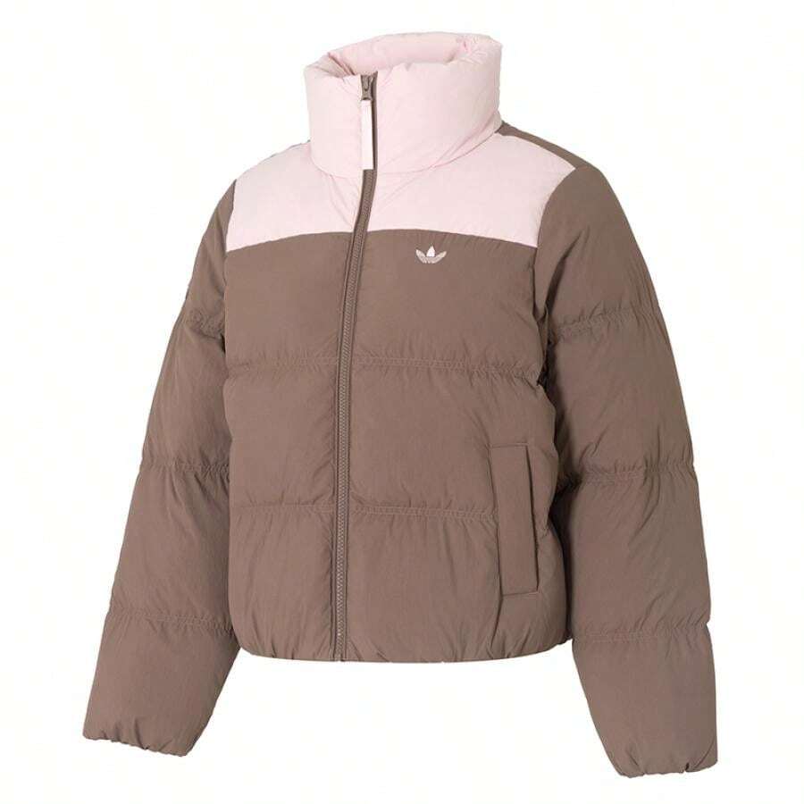 Adidas Originals 女士立领羽绒服,休闲舒适户外运动外套 KC2660 - 影跡棕 - 查看 1