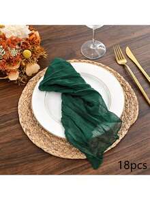 18pcs/Set Cheese Cloth Napkins 20*20 Inch, Crinkled Decor Napkins Suitable For Wedding, Reception, Bridal Shower, Party, Hotel, Picnic, Celebration (Smoke Blue)