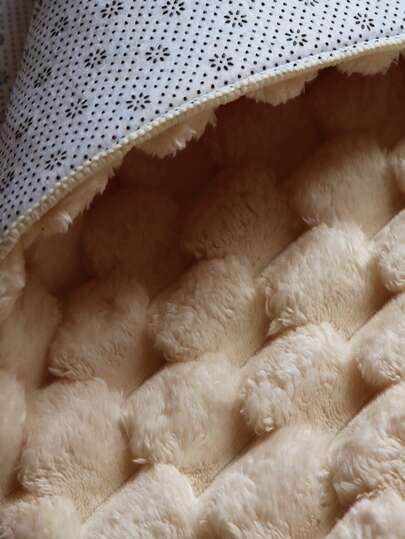 1pc Thick Textured Living Room/Bedroom Carpet, Upgraded Beige Turtle Back Material, Moderne Minimalist Nordic Fluffy Indoor ative Rug, Com Tafel Crème Aesthetic Room ation, Easy Maintenance, All Season view 6