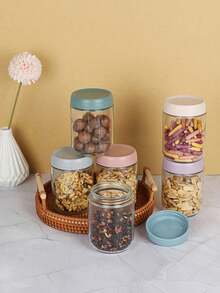 Glass Airtight Jars, Suitable For Food Storage, Great For Storing Tea Leaves, Grains, Nuts, Snacks, Coffee Beans, Sugar, Candies, Spices, Kitchen Supplies And Yogurt. Portable Transparent Food Containers, Kitchen Cereal Storage Canisters, Wedding Gifts, Christmas Gifts, Halloween Gifts. - Multicolor - View 8