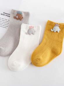 3 Pairs Thick Cartoon Baby Warm Mid-Calf Socks