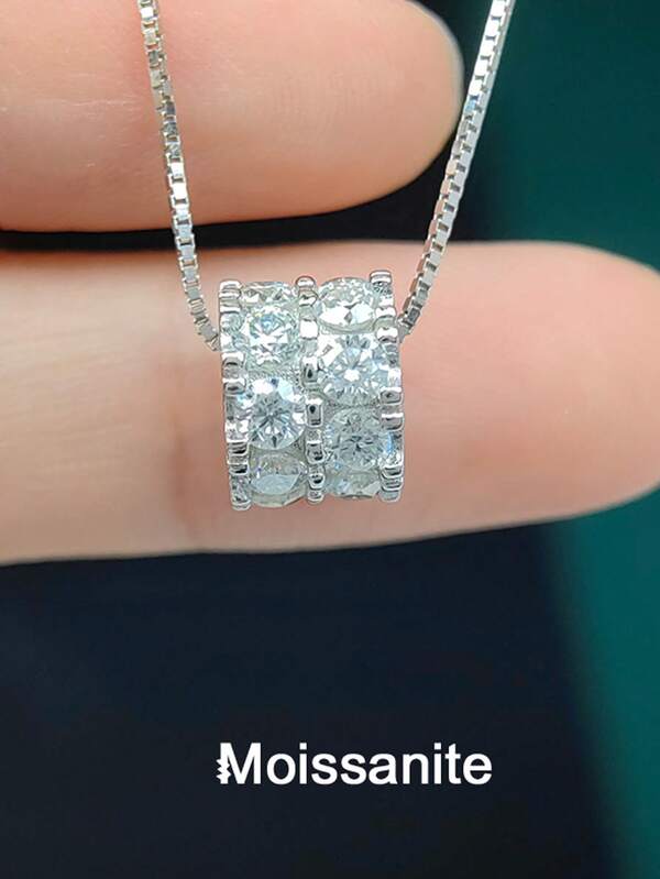 1pc 925 Silver 1.6 Carat Moissanite Waist Chain Necklace, Suitable For Women's Daily Wear, Party, Holiday, Valentine's Day, Thanksgiving, Wedding Anniversary, Women's Jewelry Gift