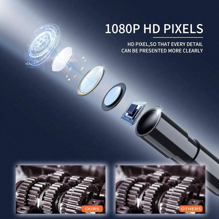 1080P HD Industrial Endoscope Camera With 4.3" LCD Screen, Semi-Rigid Cable & IP67 Waterproof Design - Adjustable Brightness, USB Rechargeable - 黑色 5米/16.4英尺 - 查看 6