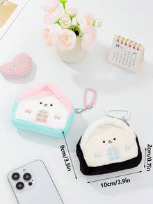 1 Piece Girls'Cute Furry Coin Purse House-Shaped Coin Wallet Mini Money Bag With Key Chain Embroidery Pattern Change Purse Cartoon Expression Pattern Card Bag Soft Plush Bluetooth Earphones Storage Bag Portable Small Hanging Bag Accessories Bag Schoolbag Pendant Lovely Coin Pouches Cute House Wallets For Children Multi-Functional Small Items Storage Bag For Daily Use - Multicolor - View 11