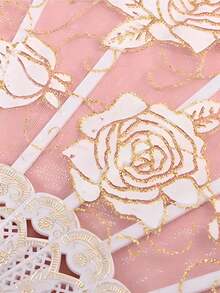 40pcs/20pcs/4pcs Elegant Vintage Rose Lace Floral Hand Fans, Vintage Style White Rose Folding Hand Fans, Includes 5pcs Fans, 5pcs Thank You Cards, 5pcs Tassels And 5pcs Organza Bags, White And Gold Floral Pattern, With Tassels, Suitable For Weddings, Bridal Showers, Parties And Church Decorations, Balls And Party Props, Church Wedding Decor
