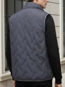 Men's Thermal Lined Sherpa Vest, Zipper Front Casual Sleeveless Jacket Outerwear For Autumn/Winter Sports - Grey - View 6