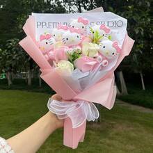 三丽鸥Hello Kitty卡通可爱仿真玫瑰花束，Hello Kitty卡哇伊玫瑰花束，Hello Kitty情人节礼物，母亲节花束，毕业永生花花束，适合送给女朋友，生日浪漫惊喜 - 彩色 - 查看 12