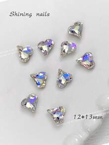 50 sztuk kryształków do zdobienia paznokci w kształcie serca, spiczasty spód, kolorowe błyszczące serce i kształt miłości K9, szklane kryształki, biżuteria do paznokci, ozdoby do paznokci, artykuły do paznokci, klejnoty do paznokci - Przezroczysty - Zobacz 8