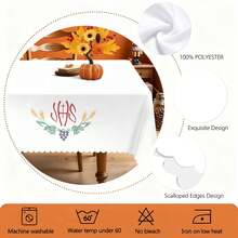 1pc Communion Tablecloth, JHS Design, Colorful Wheat & Grape Pattern, 54X108inch, Washable Polyester, Rectangular, Suitable For Autumn, Thanksgiving, Christmas, Communion, Birthday Party, Church Celebration, Family Gathering Decor