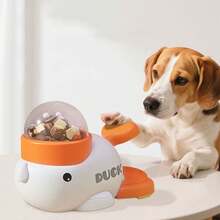 1pc Pet Feeder, Interactive Pet Toy, Battery Free, Cute Duck Shaped With Transparent Window Snack Dispenser, Manual Pet Feeder Toy, Dog Treat Puzzle Dispenser