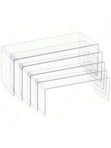 Bộ 5 giá đỡ bánh bằng acrylic, giá trưng bày bánh ngọt trong suốt, giá đỡ bánh, giá nâng tượng acrylic, kệ trưng bày hình chữ nhật có thể mở rộng và xếp chồng lên nhau, thích hợp để trưng bày đồ sưu tầm, bánh ngọt, tượng nhỏ và sắp xếp bàn làm việc, đồ dùng văn phòng và học sinh, trang trí nhà cửa, nhà bếp, quà Giáng sinh. - Trong sáng - Xem 5