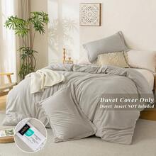 Duvet Covers SetsMILDLY - Juego de funda de edredón tamaño matrimonial 100% microfibra lavada color avena súper suave 3 piezas con cierre de cremallera 1 funda de edredón de 203 x 229 cm y 2 fundas de almohadaDuvet Covers Sets - 01AvenaLinoGrissinedredn - Ver 3