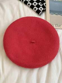 1顶女士百搭贝雷帽，保暖画家帽，复古英伦风，简约设计，适合日常佩戴，秋冬季 - 彩色 - 查看 19