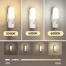 USB Rechargeable LED Motion Sensor Light, White, Wall-Mounted Flashlight, Portable Staircase Corridor Bedroom Bathroom Night Light - 彩色 - 查看 7