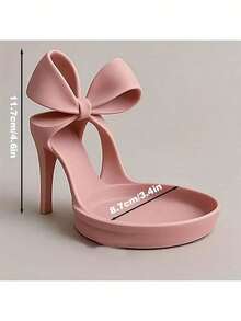 1 pieza Soporte para joyas con tacón alto impreso en 3D - Bandeja de joyas con forma de zapato elegante con decoración de lazo, de doble función como soporte de anillos y almacenamiento, accesorio de escritorio con lazo rosa, adecuado para tocador, armario, escritorio - Material de plástico duradero, para mujeres (compatible con bandejas de joyas) - Multicolor - Ver 3