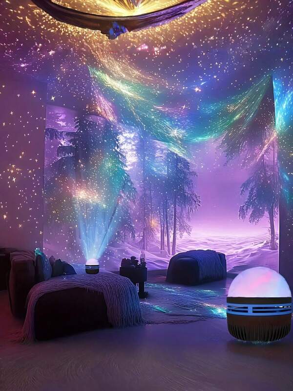 Aurora LED Nordlicht Projektor - USB betrieben, Galaxie Sternenhimmel Lampe mit Fernbedienung, Aurora Effekt (Grün, Blau, Pink, Lila, Weiß, Gold), kompakt für Schlafzimmer, Wohnzimmer, Büro Dekoration, geeignet für Weihnachten, Geburtstagsfeiern, Heimkino - Plug and Play Ambiente Beleuchtung, gemütliche Atmosphäre schaffen, Himmelsdesign, hochwertige Projektion, dekorative Beleuchtung, Eventplanung