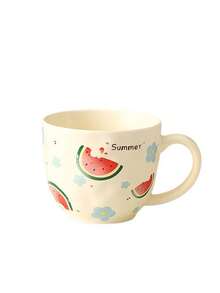 1pc Fruit & Floral Ceramic Mug, Refreshing Beverage Cup, Milk And Coffee Cup, Suitable For Kitchen, Living Room, Home Entertaining, Gift, Christmas Present - Multicolor - View 12