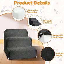 Escalera para Mascotas para Perros pequeos, 3 peldaos, 30 de Alto, Escalera para Perros, Escalera para Gatos Viejos, Lavable, Antideslizante, Escalera para Perros pequeos de Esponja - gris oscuro - Ver 5