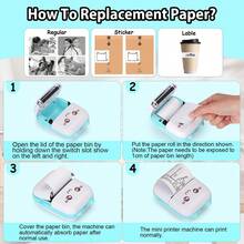 Sticker Printer, Mini Printer Compatible With Iphone, 57mm Print Blue-Tooth Thermal Sticker Maker Machine, Pocket Inkless Phone Printer For Gift, Study Notes, Learning Assistance, Journal