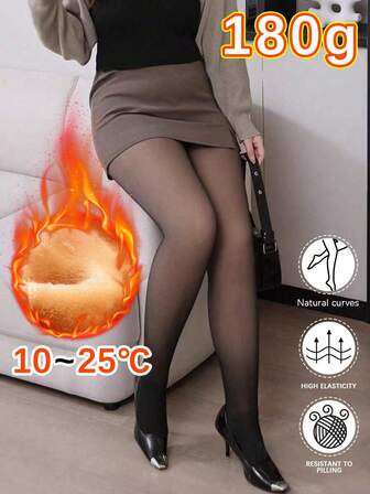 Mallas térmicas forradas de 180g para mujer, para otoño e invierno, mallas negras adelgazantes para Halloween (5-20°C), cómodas