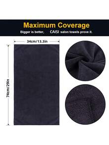 13.3x29 英寸黑色沙龙专用干发巾，超柔软微纤维干发巾大包装，黑色，适用于健身房、浴室、水疗中心和家庭美容护理，可用作美容院、酒店、运动场所、家居用品、毛巾、护肤干发巾 - 黑色 - 查看 3
