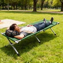 Cama plegable militar para camping, portátil y con bolsa de transporte. Ideal para adultos. Soporta hasta 136 kg (300 lbs). Ligera y fácil de montar. Compacta y portátil, perfecta para viajes, caza, senderismo y motociclismo. - Verde - Ver 3