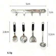 Dollhouse Mini Pot Shovel Soup Spoon Kitchen Set Miniature Kitchen Scene Prop Model - Silver - View 11