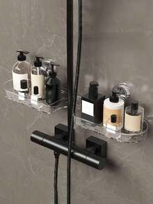 1 Peça Suporte de Parede Ajustável com Ventosa, Sem Adesivo, para Armazenar Artigos de Higiene, Suprimentos de Banheiro e Cosméticos, com Função de Drenagem, Adequado para Diversos Tamanhos de Torneira, Alta Capacidade de Carga, Presente Ideal para Férias