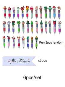 Zestaw 24 szt./6 szt./zestaw uroczych, czterokolorowych długopisów kulkowych i kartek świątecznych, idealny dla uczniów, czterokolorowe mini długopisy kulkowe, kolorowe długopisy, 4-kolorowy tusz, odpowiedni do szkolnych artykułów biurowych, uroczy wzór Świętego Mikołaja, renifera i bałwana – idealny do biura, jako nagroda w klasie, zabawny prezent zbiorczy, upominki na imprezę, prezenty urodzinowe, prezenty świąteczne - Wielokolorowe - Zobacz 15