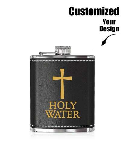 Personalized Stainless Steel Flask, Customized Pocket Size Whiskey Container, Christian Holy Water Design, Personalized Stainless Steel Flask, Customized Outdoor Camping Mini Liquor Bottle, Christian Spiritual Gift, Personalized Flask For Men, Groomsman Flask, Customized Engraved Groomsman Flask, Personalized Portable Flask, Suitable For Spiritual Celebrations, Unique Gift For Men, For Friends, Colleagues, Brothers