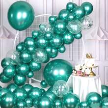 5/10/12 Inch Green Party Balloons, 30-150pcs, Blue-Green Metallic Helium Shiny Thick Latex Balloons, Perfect Decoration For Birthday, Wedding, Baby Shower, Graduation, Gender Reveal, Baptism, Christmas, New Year, Jungle Dinosaur Theme Party - Metallic Green - View 3