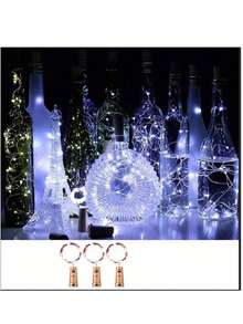 [1/3/5/12 Packs & 3 Modes] Fairy Lights Battery Powered 7FT 20LED Twinkle Lights Battery Mini Lights Small LED String Lights Waterproof Silver Wire For Indoor Mason Jar DIY Wedding Christmas Decor, (White)