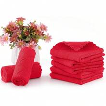 12 Pack Kitchen Dish Cloths (10 X 10 Inches, Cream Yellow), Super Soft And Absorbent Coral Velvet Dish Towels, Nonstick Oil Fast Drying Microfiber Cleaning Cloth, No Lint Household Dishcloths, 2025 - 紅色 - 查看 5