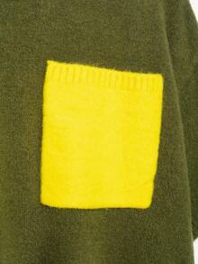 女士时尚百搭通勤短袖圆领休闲针织衫，秋冬季 - 深綠色 - 查看 5