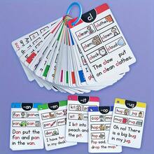 儿童阅读拼写学习闪卡，儿童益智认知游戏玩具，促进记忆力和视觉学习，易读字体 - 彩色 - 查看 12