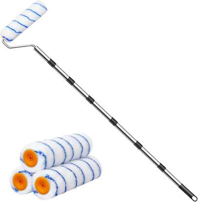Paint Roller With Extended Detachable Thickened Metal Pole Handle, Household Wall Painting Tool, Thickened Stable New Splicing Rod, For Home Painting Walls And Ceiling(Total Length:6.6feet)