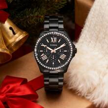 Fossil Reloj de cuarzo cronógrafo para damas Cecile, esfera rosa, correa de acero inoxidable, reloj de cuarzo de alta gama, estilo de textura de lujo ligero, elegante y de moda, temperamento adecuado para uso diario, un regalo para novias y madres AM4522/AM4483