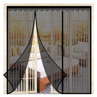 Magnetic Screen Door, Reversible Opening Screen Reinforced Mesh Grid With Strong Magnet For French Front/Rear Patio Doors