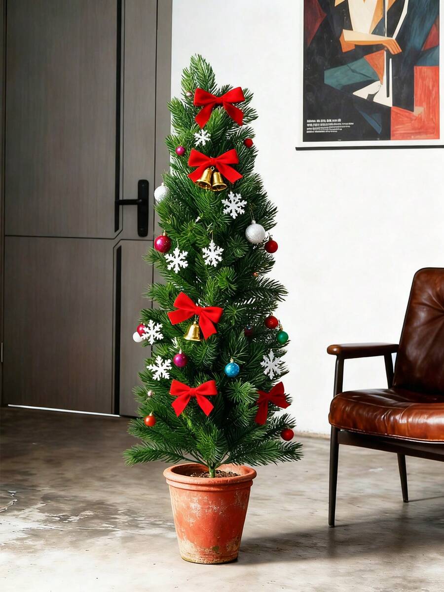 50/85cm Artificial Christmas Tree Fake Pine Needle Plants Plastic Ceder ...